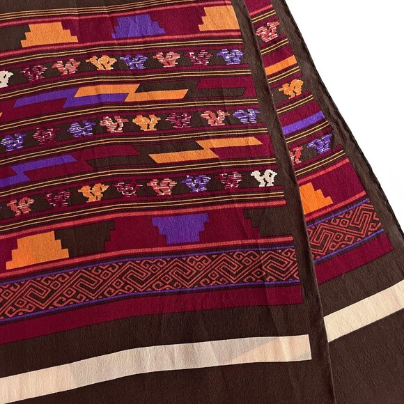Vintage LANVIN Paris Silk Geometric Aztec Print Long Rectangular Scarf - Picture 5 of 6
